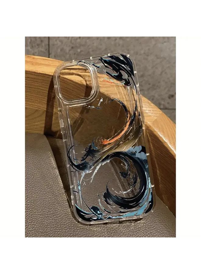 Transparent Ink Painting Phone Case Compatible with iPhone 14 Plus Protective Cover - Image 4